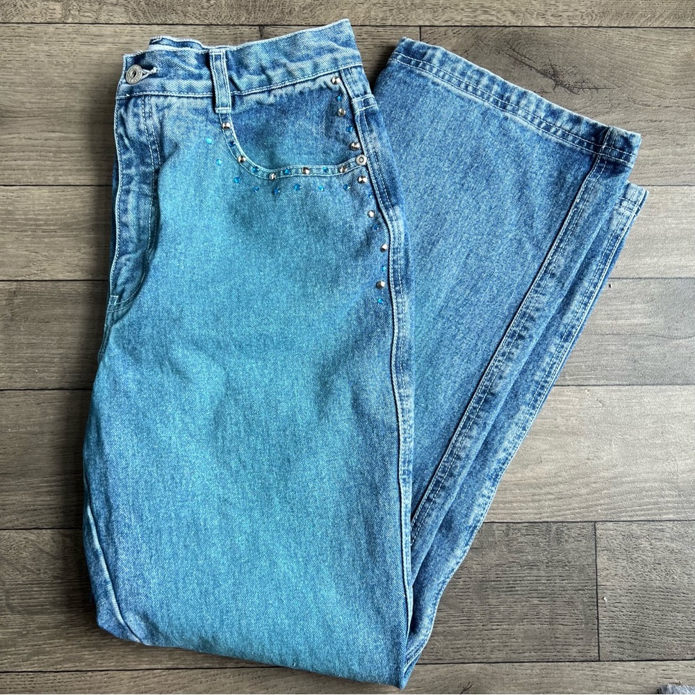 Vintage L.A. Blues Women's Studded Sparkly Blue Jeans - Picture 11 of 12